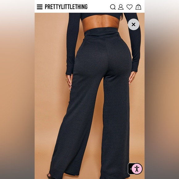 PLT Shape Black Bandage Extreme High Waist Wide Leg Pants Size 14 - Picture 2 of 5